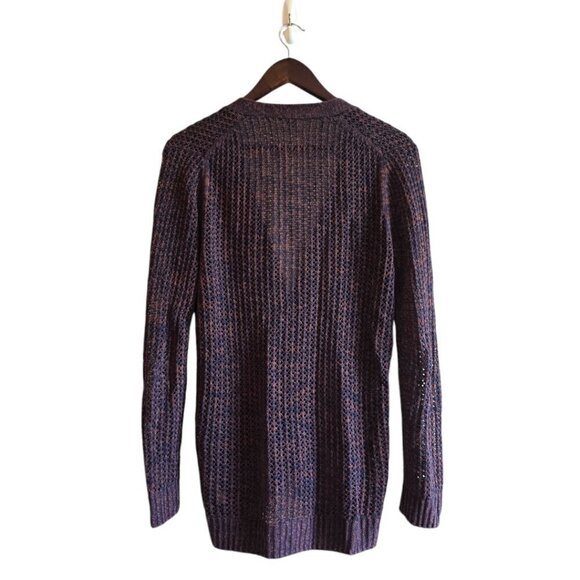 Fossil Marled Open Knit V-Neck Button Front Cardigan Sz S - Picture 5 of 10